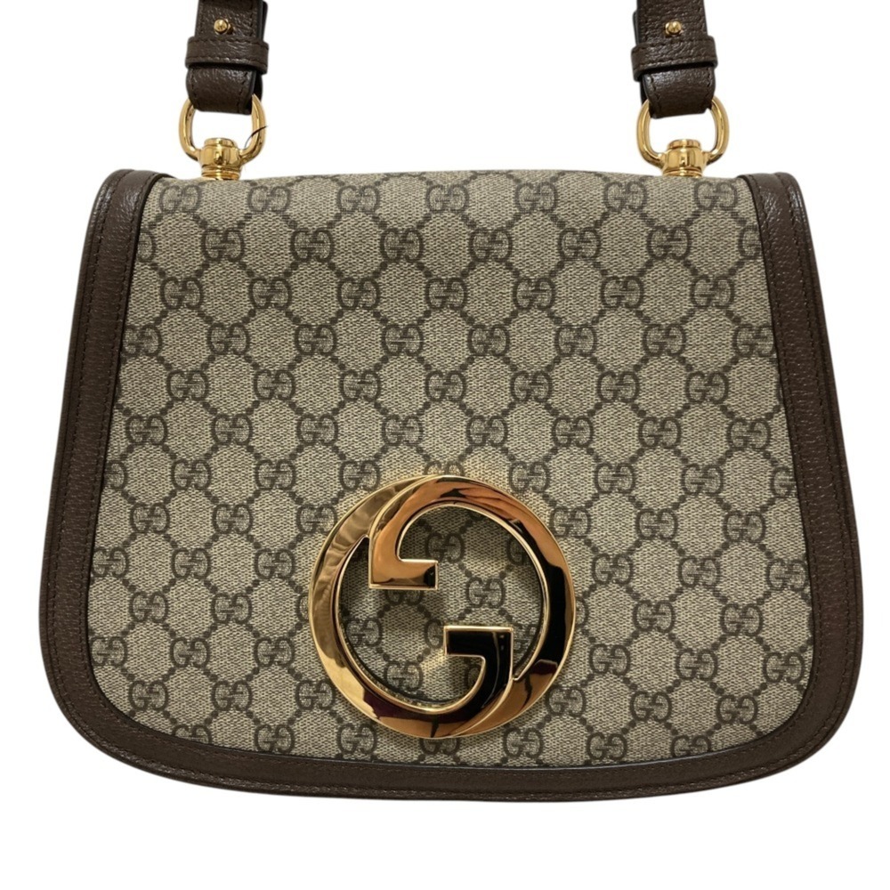 GUCCI Blondie GG Supreme Shoulder Bag 699210 Beige Brown Women's